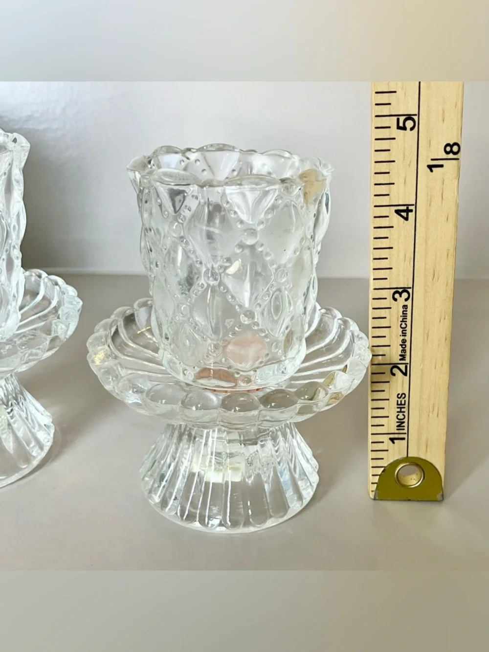 PartyLite Quilted Crystal Pair Votive Candle Holders in Original Box Collectible - Picture 2 of 9